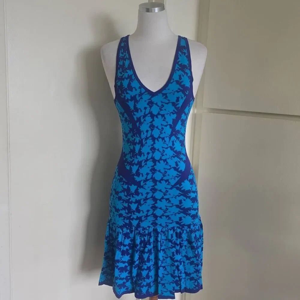 Nicole Miller Artelier Turquoise/Purple Slvls Knit Dress, S, NWOT